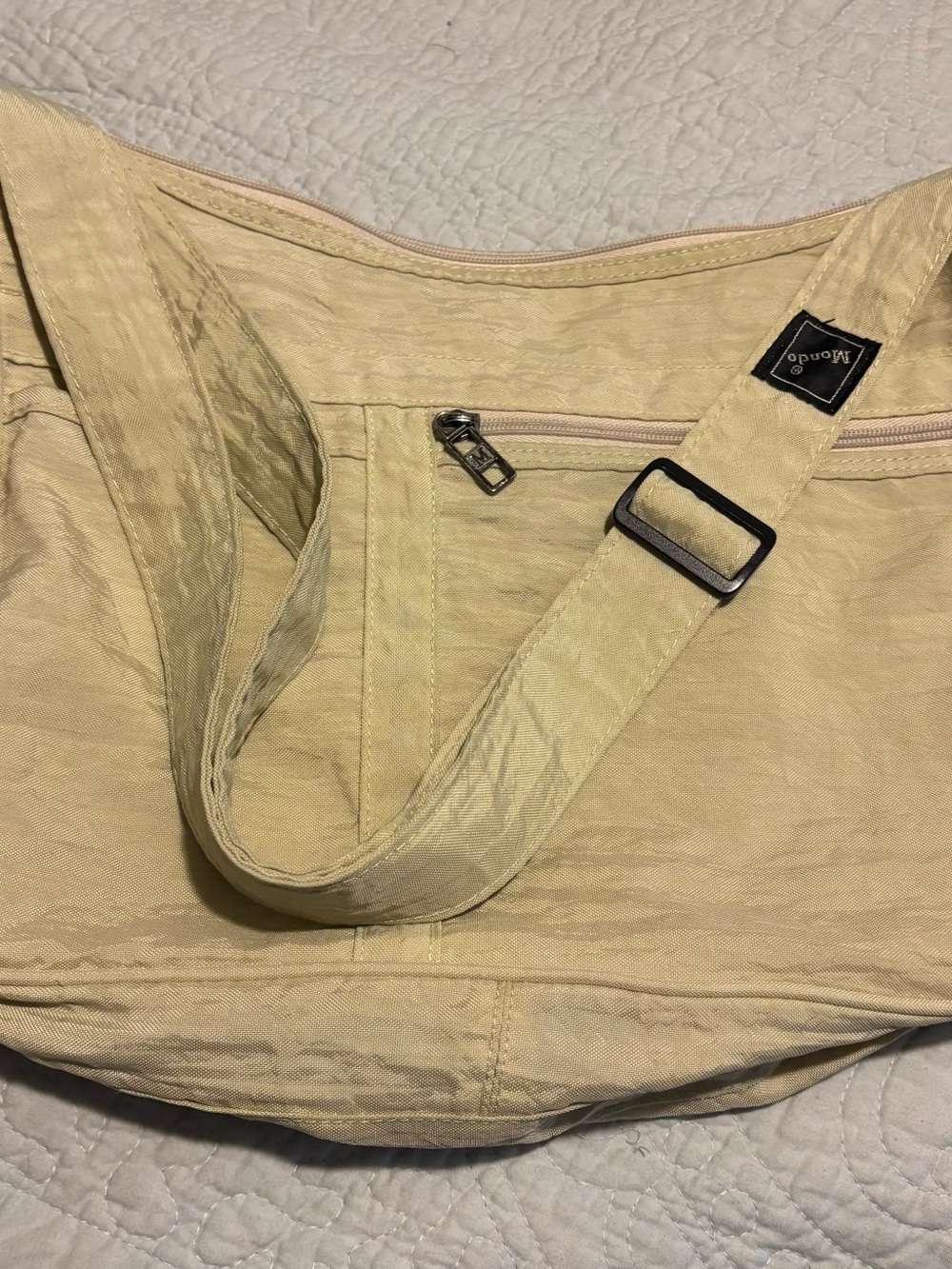 Mondo Light Tan Canvas Shoulder Bag with Adjustable Strap